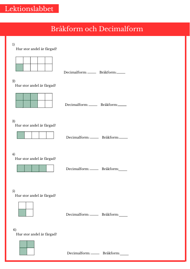 Bråkform och decimalform